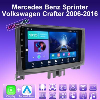 Autoradio Android Carplay 2 DIN pour Mercedes Benz Sprinter Volkswagen 2006-2016 Lecteur multimédia Unité principale Stéréo Navigation GPS BT WIFI 4 + 64 Go