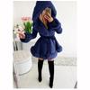Fur Jackets Women Elegant Fur Belt Coat Streetwear Lapel Warm Hooded Jacket