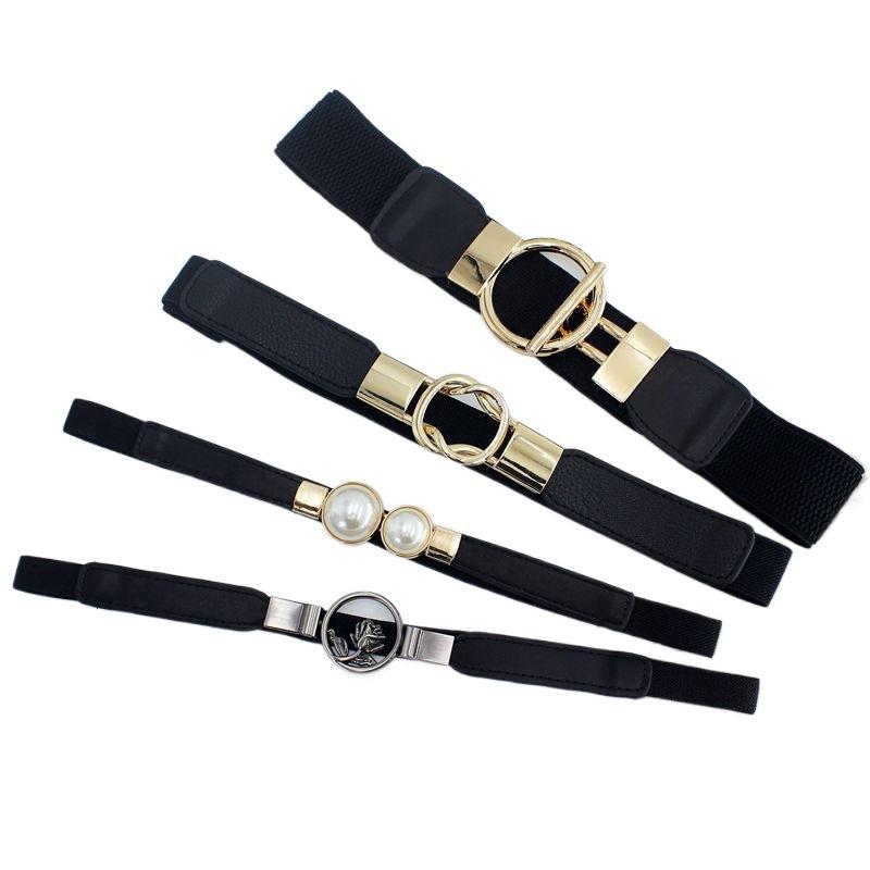 Elastic Black Modern Waist Belt For Women With Adjustable Features Complementing Skirts And Dresses Effortlessly