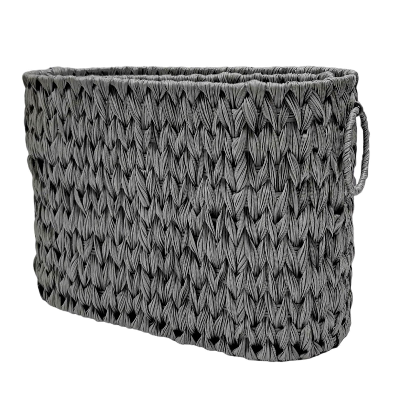 

Элегантная плетеная корзина для хранения туалетной бумаги с крышкой, узкие органайзеры для ванной комнаты на 6-9 рулонов, переносные для шкафа S серый