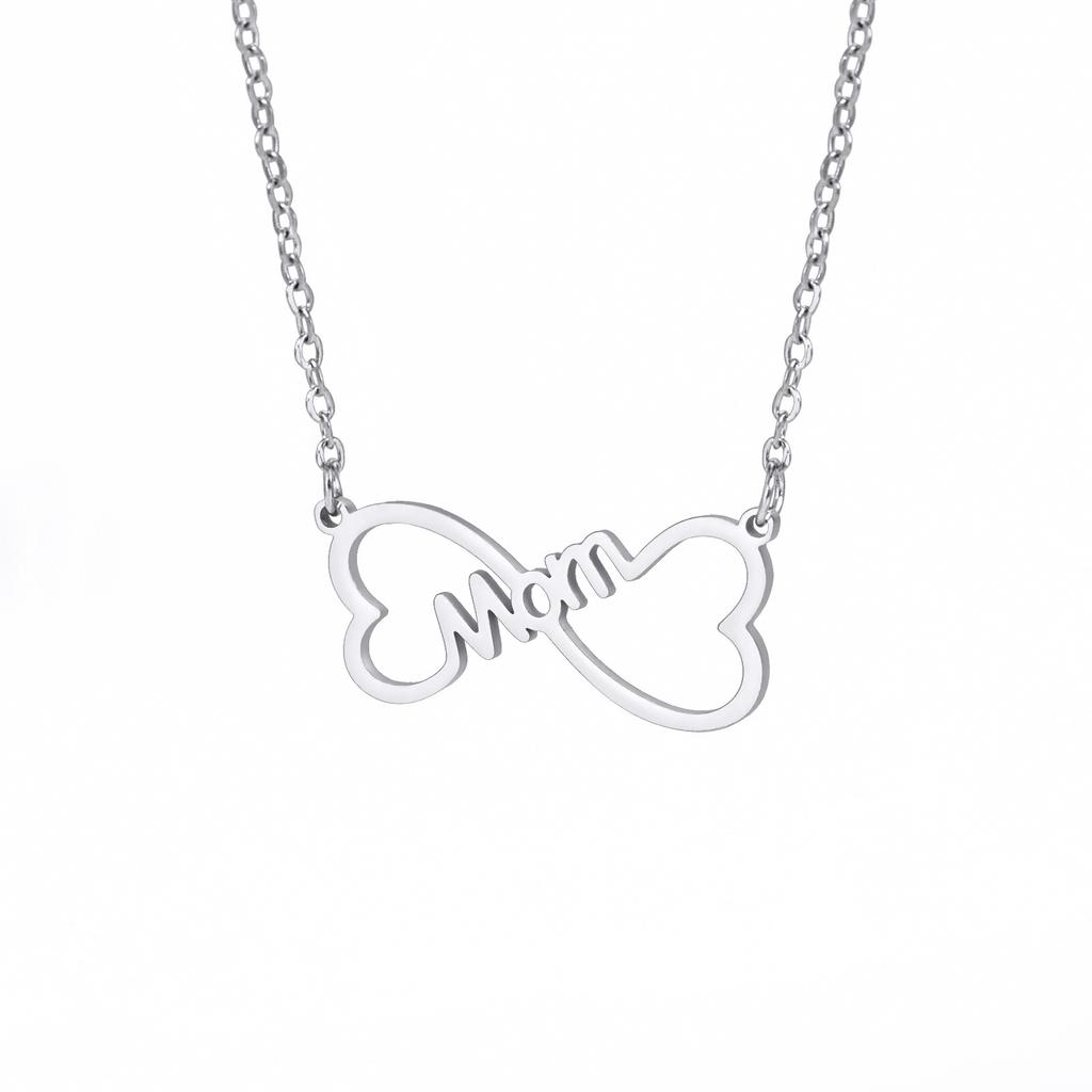 Hollow Bow Titanium Steel Necklace Heart Pendant Mothers Day Gift Fashion Jewelry