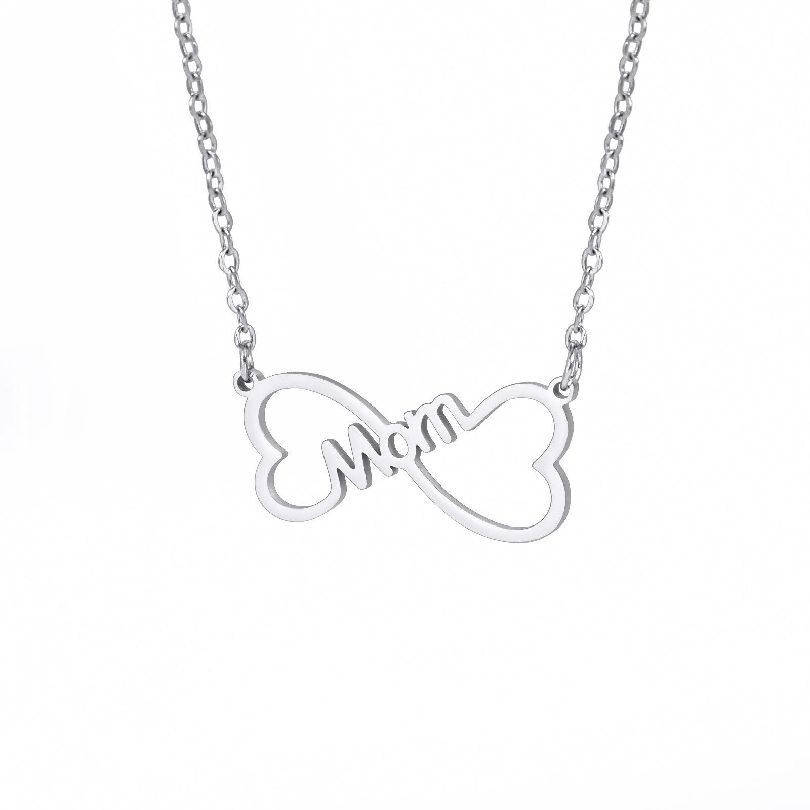 

Hollow Bow Titanium Steel Necklace Heart Pendant Mothers Day Gift Fashion Jewelry