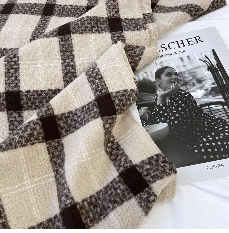 2024 Autumn/Winter Women's Plaid Scarf - Versatile Medium/Long Imitation Cashmere Tassel Shawl