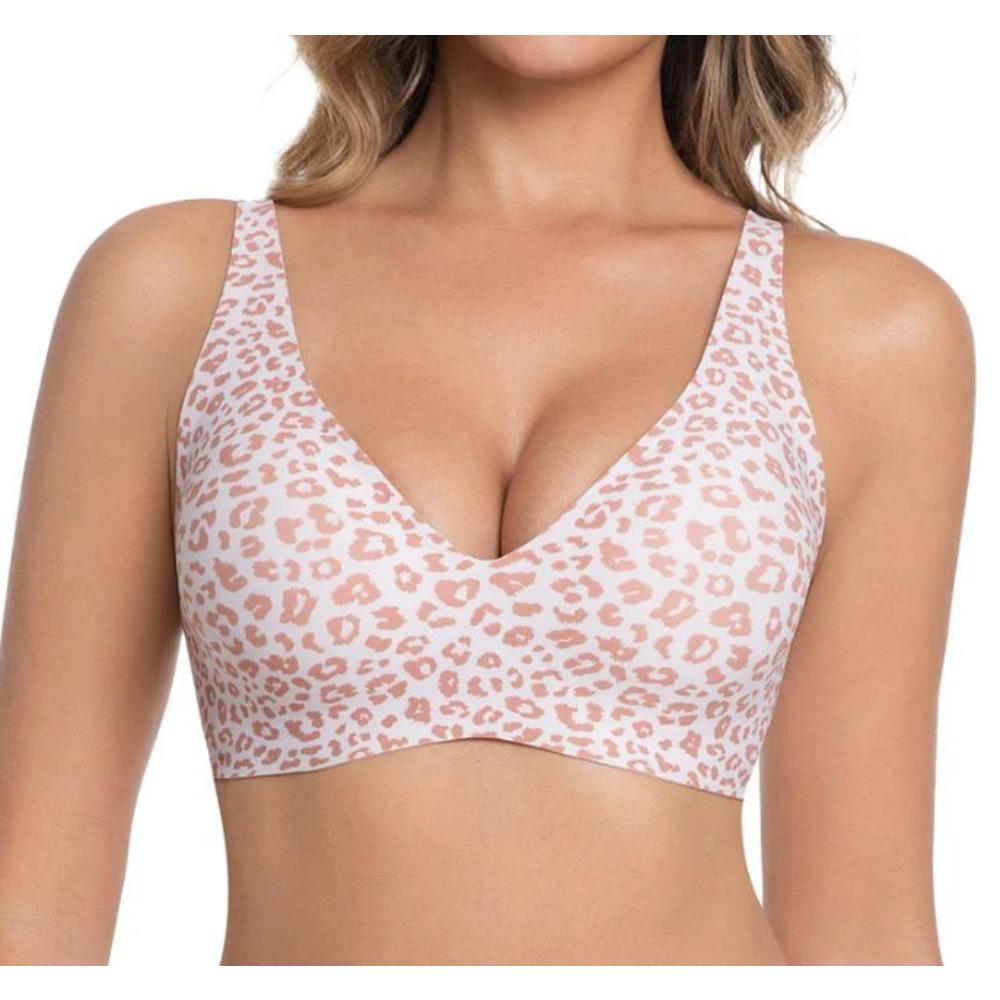 Soutien-gorge sans fil à décolleté plongeant pour femme, Soutien Confort Push Up Rassemblant Lingerie Soutien-gorge T-shirt