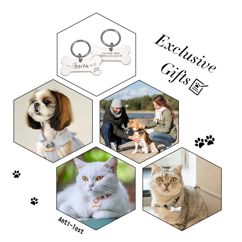 Individuelle Edelstahl-Haustier-ID-Schilder Personalisierte Haustier-Metallzubehör beidseitige Personalisierung Haustier-Anhänger Großhandel