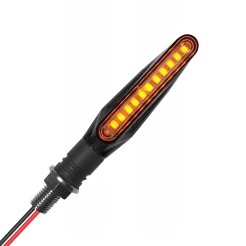 2PCS Universal LED Motorcycle Turn Signals - 12V IP68 Waterproof Amber Flasher Indicator Rear Lights