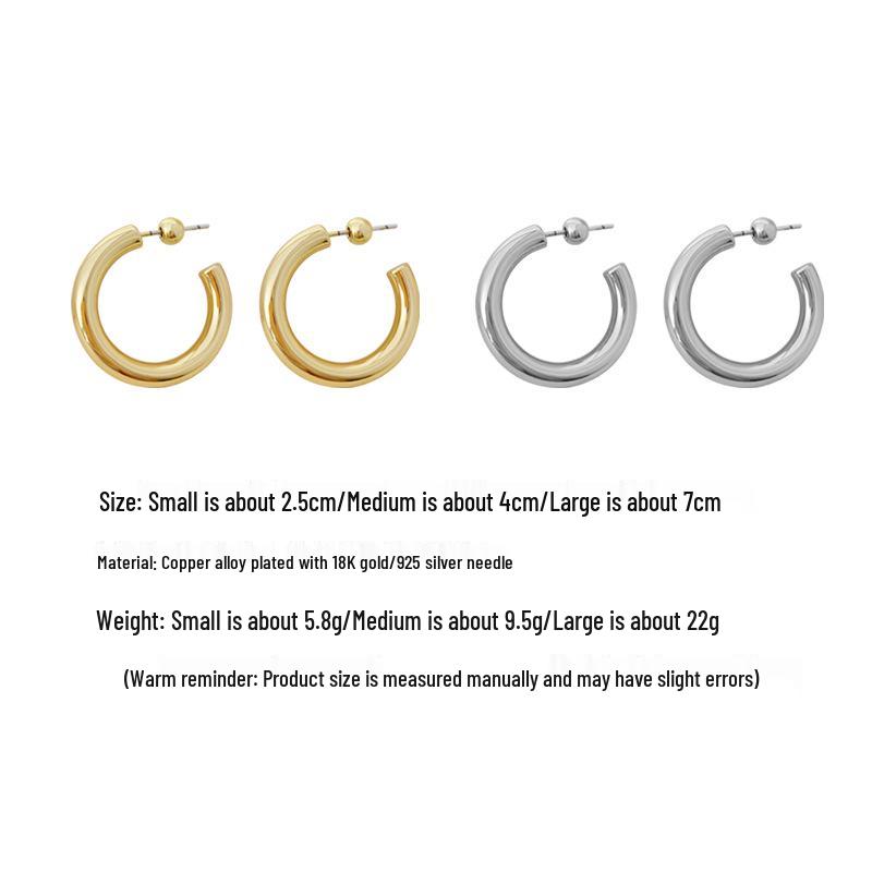 2024 European & American Minimalist Gold-Tone C-Shaped Hoop Earrings for Women