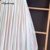 Spring Summer Women Rainbow Feminine Skirt Elastic Waist Pastel Striped Contrast Color Midi Skirt Cotton Soft Stylish Skirts Womens