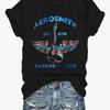 AEROSMITH Guitar Print T-shirt Casual Short Sleeve Crew Neck Top Summer Women's Plus Size Clothing Graphic Harajuku Streetwear