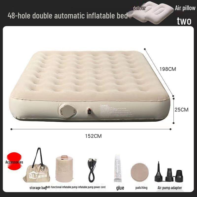 Portable Raised Air Mattress: Single/Double, Thick Inflatable Bed for Home & Outdoor Use
