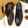 Leather Dress Single Shoes Lace-up Large Size Wedding Shoes Men's Hollow Cowhide Men's Business Leather Shoes