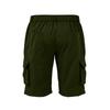 Men Cargo Shorts Button Closure Elastic Waistband Six Pocket Design Straight Fit Utility Knee Length Pants for Outdoor Work