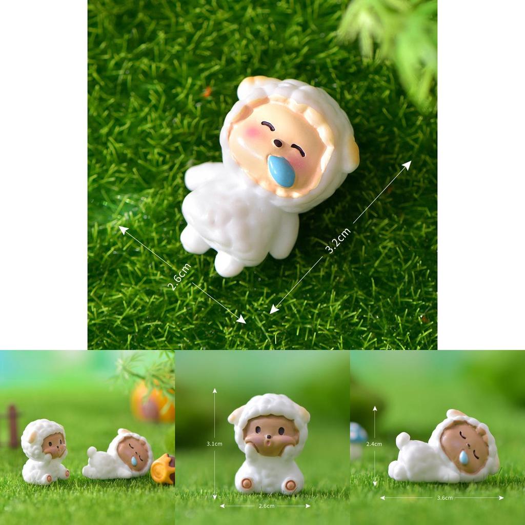Adorable Resin Sheep Figurine Cute Garden Diy Decoration Cartoon Style