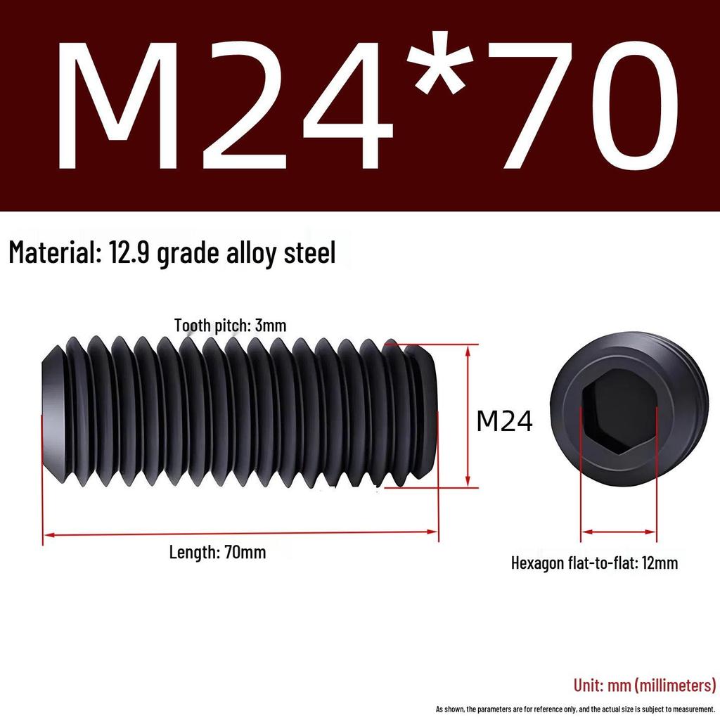 Grade 12.9 Hex Socket Headless Set Screw (M3-M16)