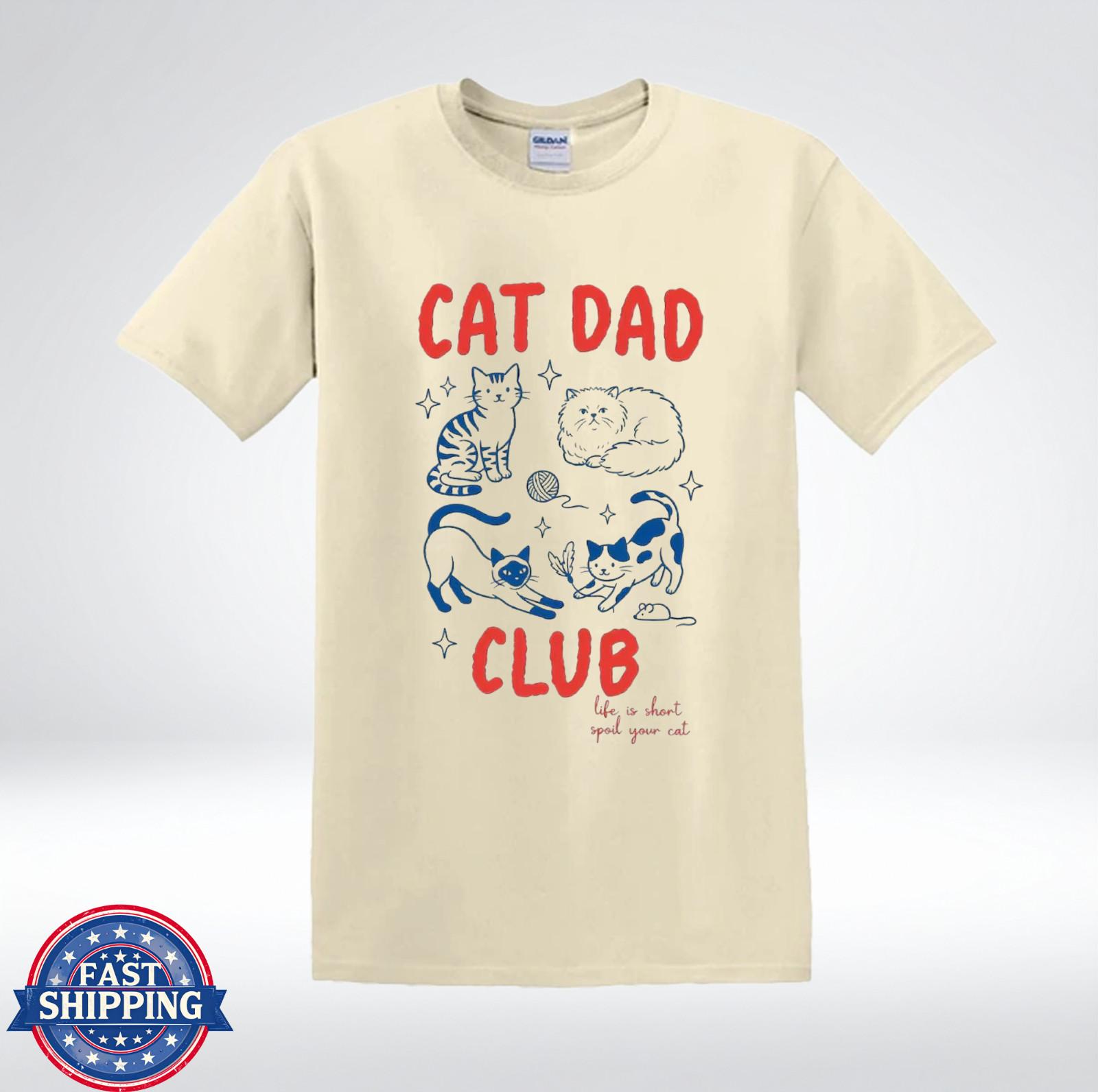 Cat Dad Club Shirt Funny Cat Lover Gift Cute Cat Graphic T-Shirt S
