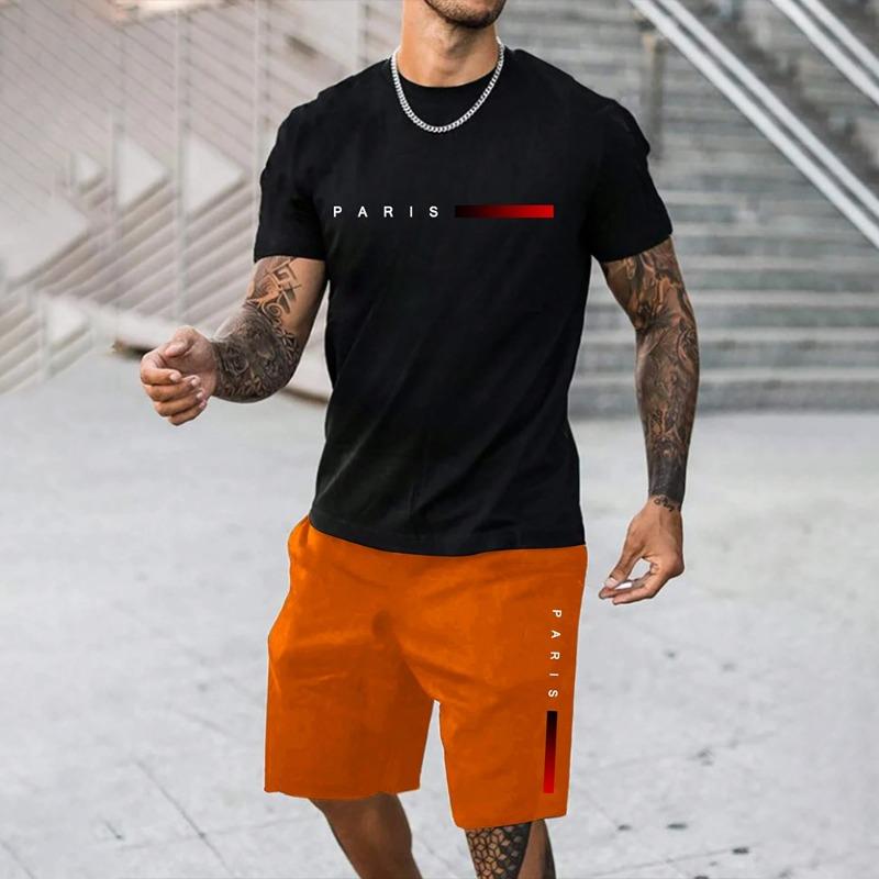 New Fashion Color Gradation 3D Print Men's Suit Oversized Men's Loose Shirt Short Sleeve Summer Casual Breathable Refreshing Set