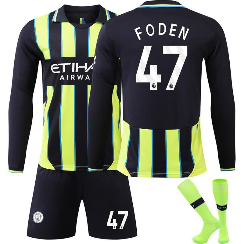 2425 Manchester City Away Shirt No. 9 Harland 17 De Braunet Long-sleeved Football Set Training Clothes