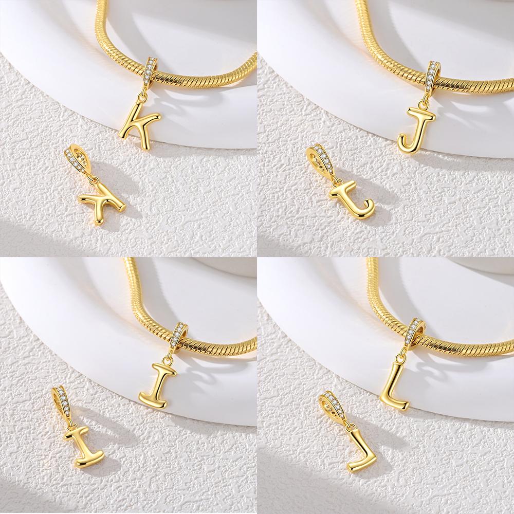 Original Necklace Copper White Zircon Pendant English Letters Women'S Beads Fit Bracelet Anniversary Gift Accessory Diy