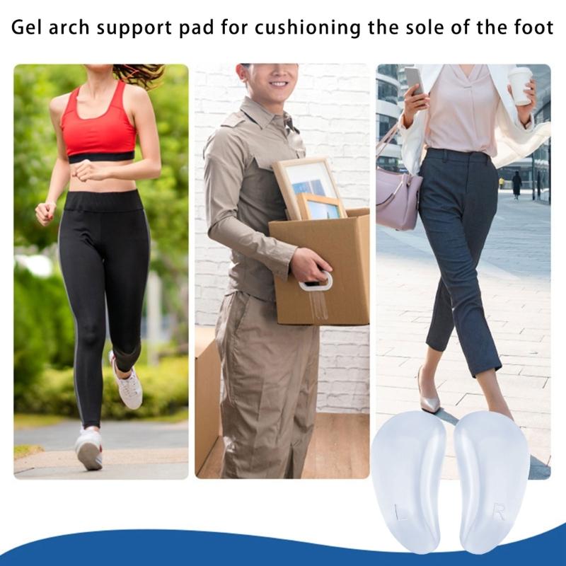 4 Pairs Adhesive Orthotic Clear Arch Support Shoe Insoles Flat Feet Arch Insert Gels Pads for Foot Pressure Relief