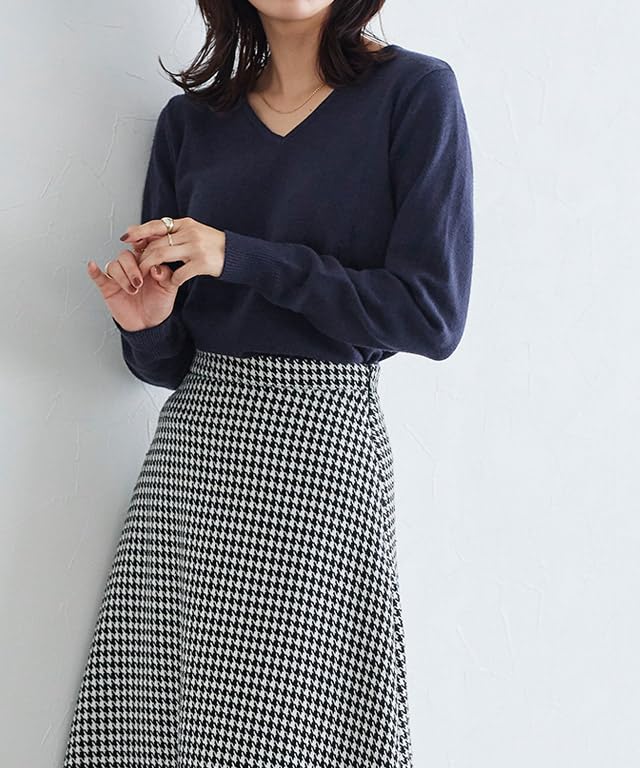 Pierrot Premium Cashmere Touch Knit Sweater for Women Solid Simple Boat Versatile Top (Long Sleeve, Color, V-Neck, Neck) - Fall/Winter (Small/V-Neck,