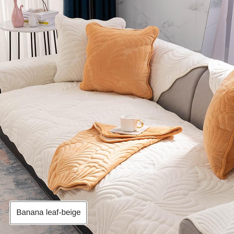 Cojín de Sofá, Cuero Universal para Todas las Estaciones, Antideslizante, Cojín de Asiento Engrosado Simple Nórdico, Funda de Felpa para Invierno, Toalla para Respaldo