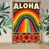 Vintage Metal Poster Hawaii Rainbow Wall Art Retro Sign for Bar