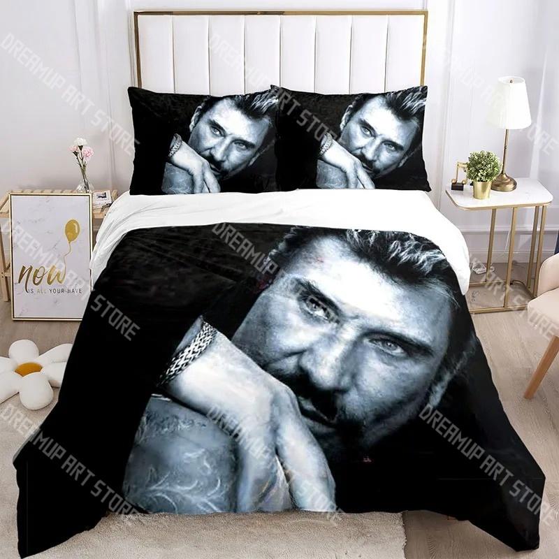 3D-Druck Johnny Hallyday Rock Bettwäsche-Set Einzelbett Doppelbett King-Size Vollgröße Bettbezug Kissenbezug Bett Jungen Mädchen Erwachsene Heimtextilien