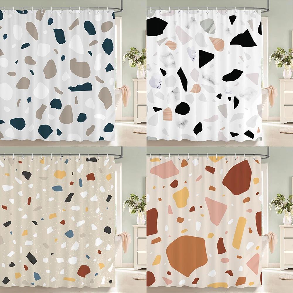 Modern Nordic Mosaic Pattern Shower Curtains Bathroom Polyester Bath Curtains Printing Shower Curtain Decor With Hooks Curtain