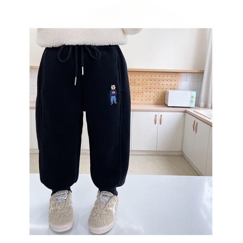 Winterhose für Jungen, dicke Plüsch-Damenhose, lässige warme Hose mit Bindeband für Kinder