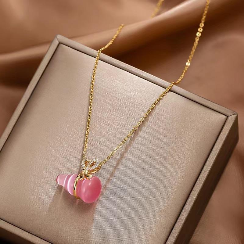 Colier Ghiocel, Pandantiv Jad Verde Imitat pentru Femei, Taigang Nu Se Decolorează, Stil Etnic, Personalitate Versatilă Temperament Lanț Guler Claviculă