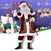 Red Deluxe Velvet Fancy Dress Up Party Man Stage Costume Xmas Santa Claus Suit Adult Oversize Christmas Cosplay Costume