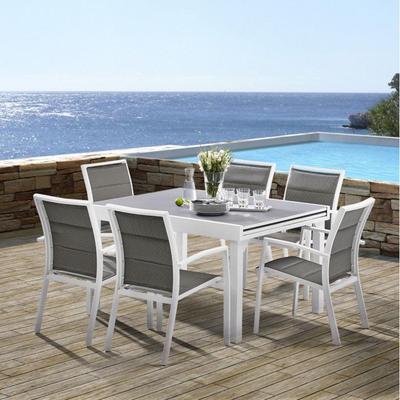 Garden Furniture Set Modulo T 6 / 10 + F 6 Full Glass White Wilsa Garden