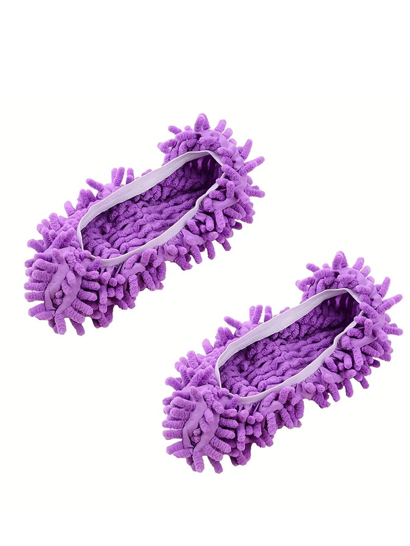 

1 Pair Washable Cleaning Shoes Cover Multifunction Chenille Duster Mop Slippers Foot Socks For Floor Home High Quality Material фіолетовий
