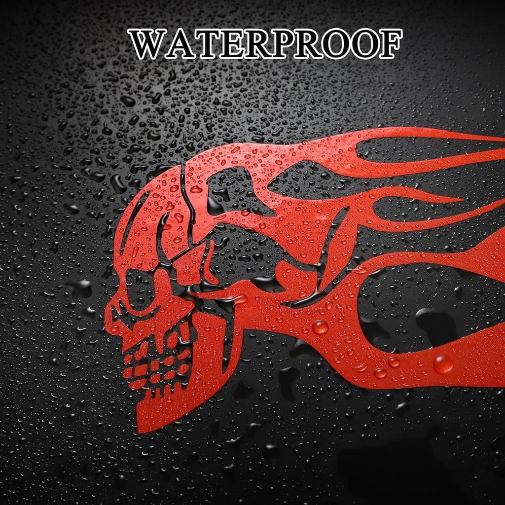 TOMALL 2pcs Skull Flame Reflective Stickers for Car Motorcycle Tank Vinyl Racing Sports Flame Stripe Decal for Golf Cart Off-Road Vehicles