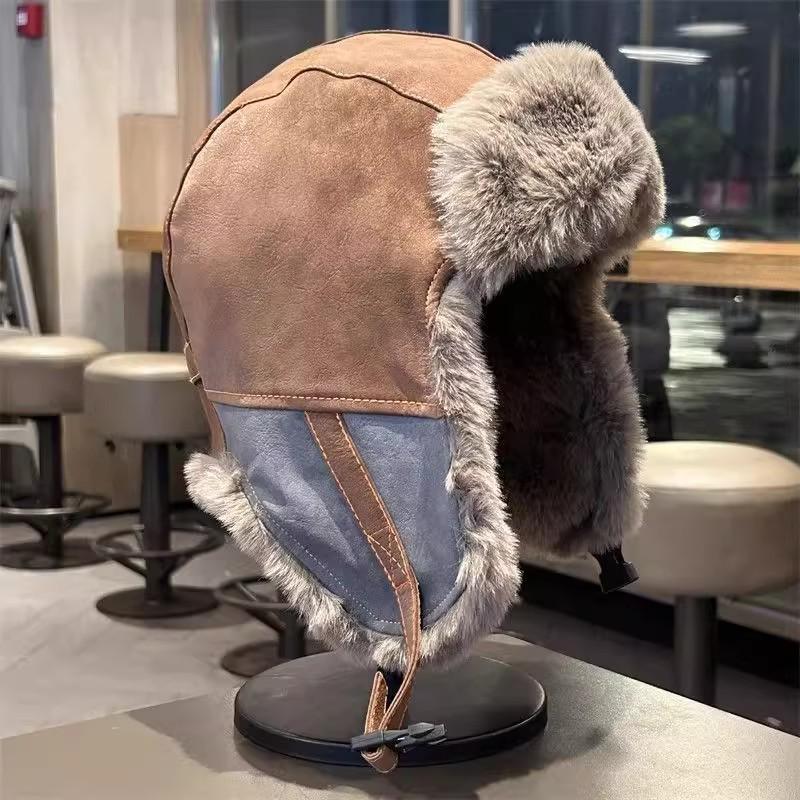 Winter Warm Fleece-Lined Aviator Hat With Ear Protection Skiing Cycling Outdoor Use Unisex Foldable Cap