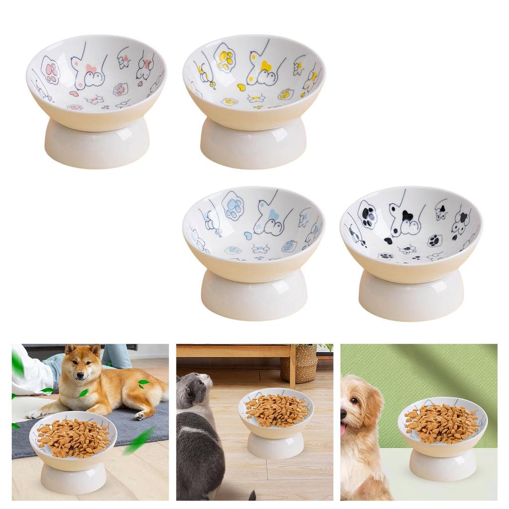 Ceramic Raised Pet Feeder Feeding Station Dog Bowl Stable Cat Dish Water Elevated