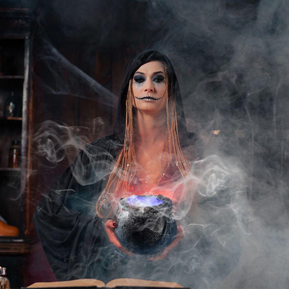 Fog Machine Light LED Water Fountain Fogger Smoke Machine Halloween Decoration Witch Pot Fog Maker