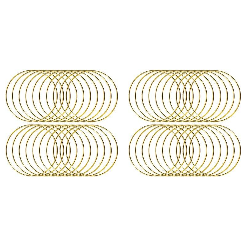 

40Pcs 4Inch Dream Catcher Rings Metal Crafts Hoops Wreath-Macrame Creations Rings For DIY Crafts золотой