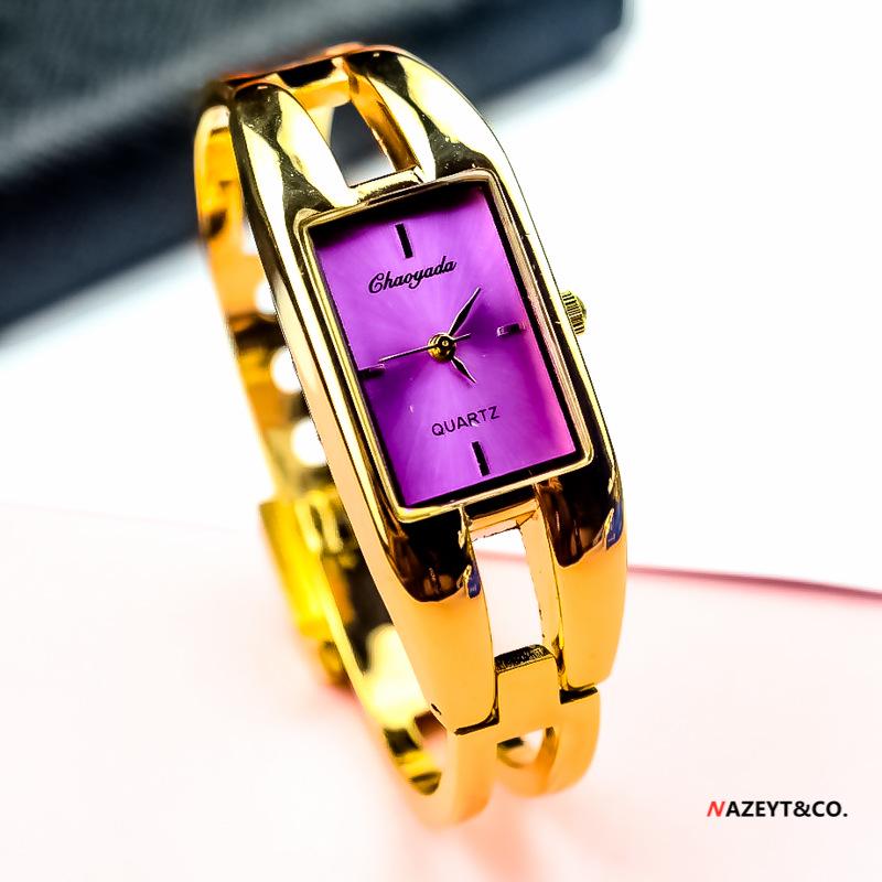Stylish Women's Square Bangle Quartz Watch with Steel Band for Girls