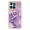 For Honor X6a 4G Case with Ring Kickstand Marble Pattern Electroplating TPU Back Cover