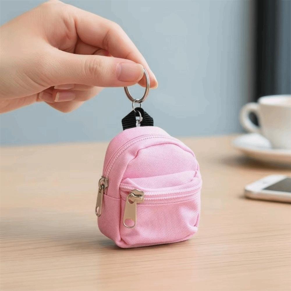 Metal Key Ring Zipper Coin Pouch Nylon Keychain Pouch New Mini Storage Bag Key Organizer