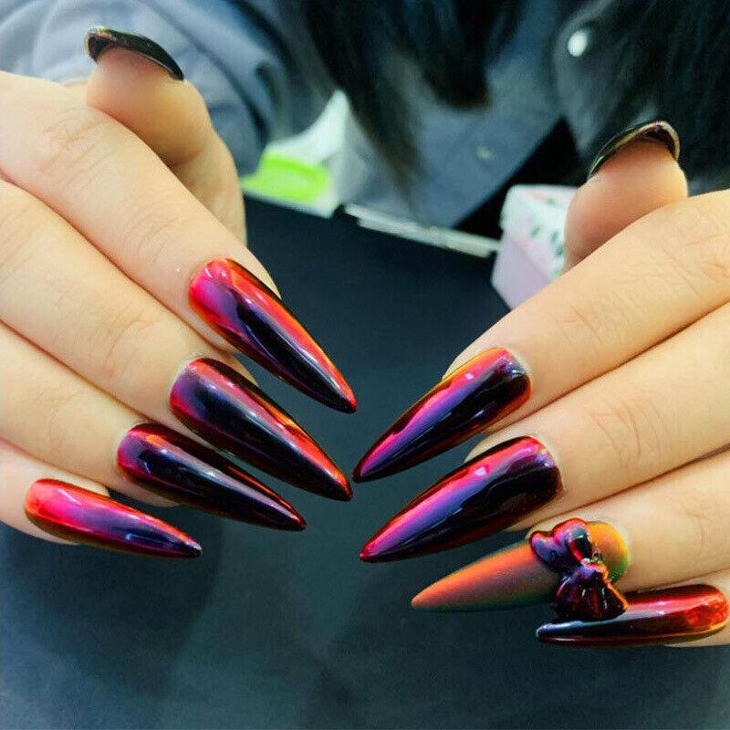 Rode Spiegel Poeder Chroom Platina Pigment Nail Art Glitter Kerst Zeemeermin Gel