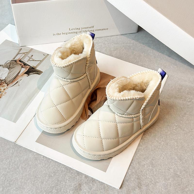 New Children's Snow Boot Kids Causal Girls Fashion Beige Ankle Boots Outdoor Thickened Plush Versatile Boys Warm Cotton Boots