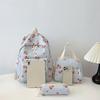 Cute Strawberry Pattern Backpack Set 3Pcs Handbag&pencil Case Reinforced Nylon Dual Zipper School Essentials Lightweight Commute