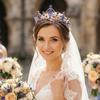 Bridal Rhinestone Crown Headpiece Alloy Base With High-Refractive Index For Wedding Ceremony And Stage Performance