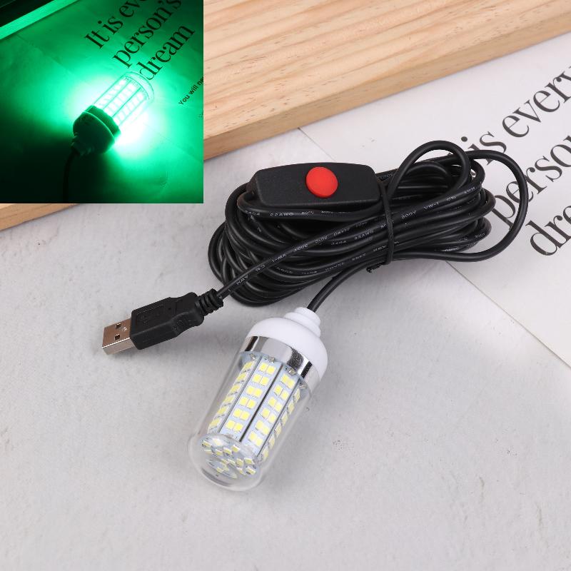 

5V USB LED Fishing Light IP68 Lure Fish Finder Lamp Attracts Prawns Squid Krill 4 Colors Underwater Lights зелёный