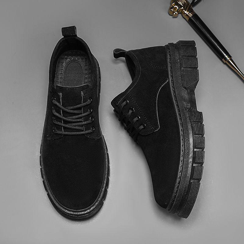 

Мужские весенние черные дышащие кожаные и парусиновые туфли в стиле business casual с мягкой подошвой Size 39