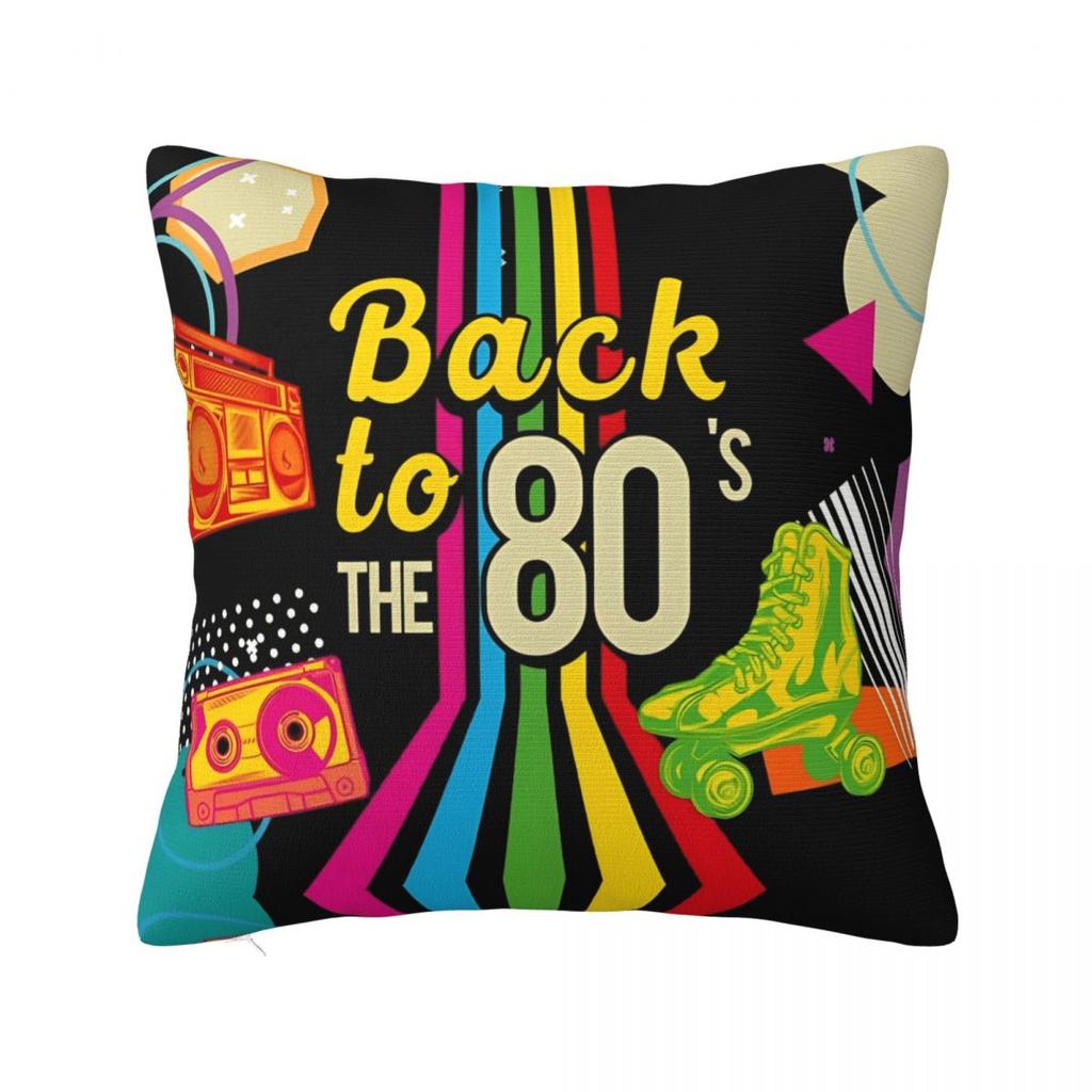 Retro 80s 90s Throw Pillow Cover Polyester Cushions for Sofa Graffiti Music 4545cm Pillowcase
