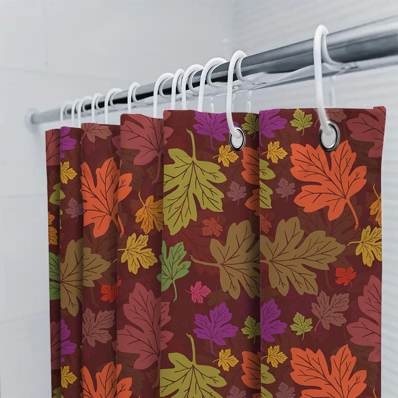 Colorful Leaves Shower Curtain Fall Decor for Bathroom 3D Printed Fabric Available in Multiple Sizes