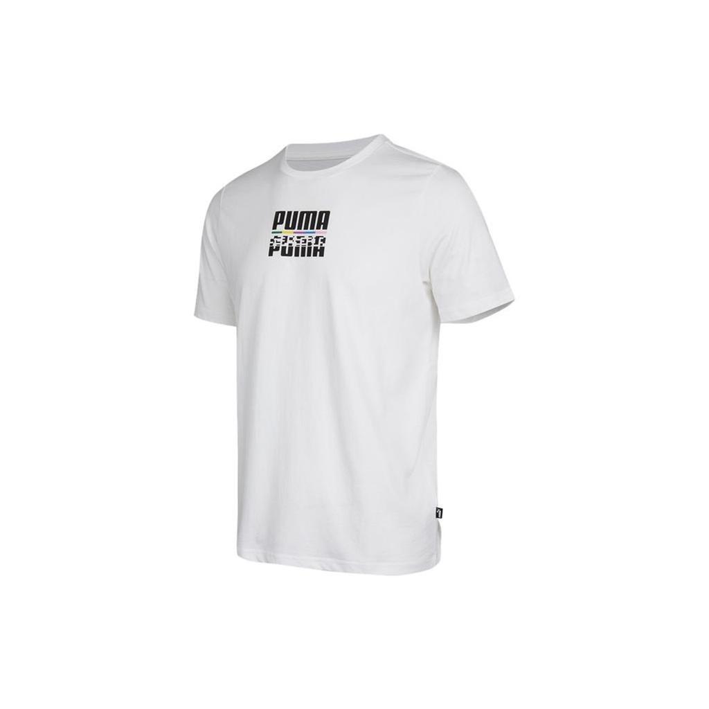 Puma Tricou casual cu mânecă scurtă, cu gât rotund, respirabil, pentru bărbați Topuri Alb 855977-02